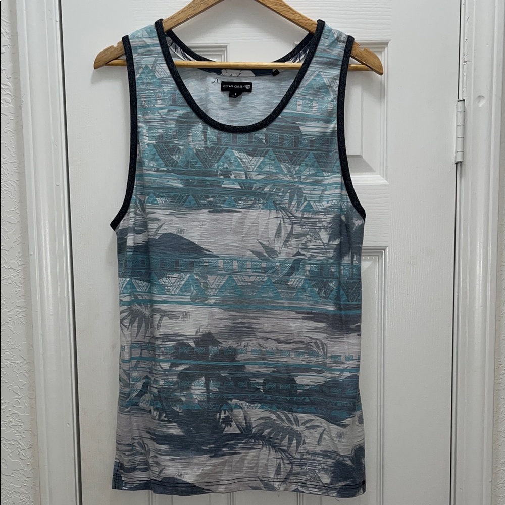 ❤️‍🔥 3 for $25 (bundle) Ocean Current Teal and Gray Geometric Tank Top